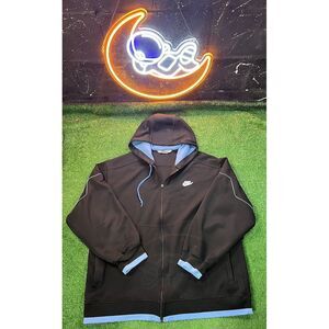 Vintage Nike Y2K Black‎ Mens Full Zip Up Hoodie Sweatshirt Size Large Gray Tag